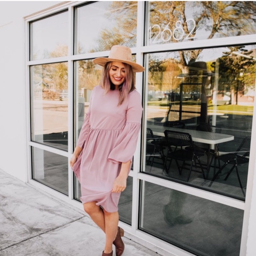 Brickyard Buffalo pink babydoll midi dress